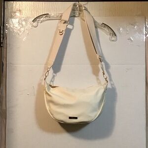Mali+lili cream white zipper Elegant Shoulder Bag w/gold plated hardware